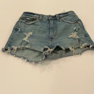 High rise denim shorts